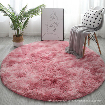 Ultra weiche runde künstliche Schaffell Fell -Fläche Rug rosa kreisförmiger zotteliger Teppich runde flauschige Teppiche Plüsch Kreis Boden Teppichmatte